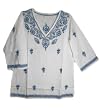 Womens Indian Hand Embroidered Gauze Cotton Kurti Tunic Top