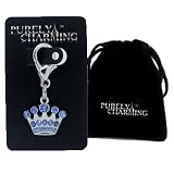 PURELY CHARMING Pet Charm / Pendant with Handset Swarovski Crystals - Imperial Crown, Light Sapphire Blue