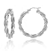 Sterling Silver Tarnish-Free 4mm x 30mm Twist Hoop Earrings