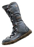 Leder Stiefel TMA Damen Winter Schuhe gefüttert Schwarz Kniehohe Damenstiefel used look Gr. 37