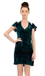 V-neck Pleated Gathered Cutout Flutter Halter Knee Length Short Natural   Waistline Acetate/Rayon/Silk Ballerina  Dress