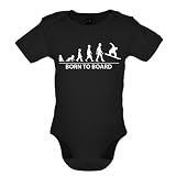 Born To Board - Snowboard Babygrow / Bodysuit - Black - 0-3 Months