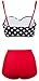 Angerella Polka High Waisted Cute Bikini Swimwear Bathing Suit(BKI031-R1-3XL), Red-Two, US12-14=Tag Size 3XL