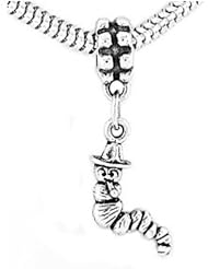 Sterling Silver Inch Worm Caterpillar Dangle Bead Charm