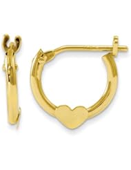 MadiK® Childrens 14k Yellow Gold Polished Heart Hinged Post Hoop Earrings