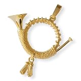 Bijou musique pendentif en plaqu� or : cor de chasse