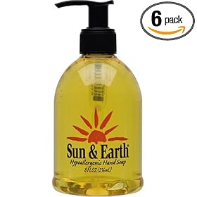 Sun & Earth Liquid Hand Soap Pump, 8-Ounce Bottles (Pack of 6)