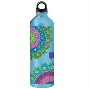 Gaiam Floral Aluminum Water Bottle - Green (750 mL)