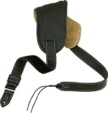 Levy's Leathers M29-BLK 1-inch Leather Bass Strap with 5 Wide Foam-lined Pad,Black