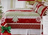 Twin Christmas Quilt Holiday Snowflowers Bedding Set