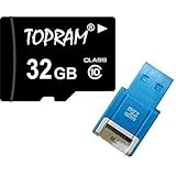 TOPRAM 32GB MicroSD MicroSDHC Card 32G Class 10 C10 SDHC with SD Adapter an ....