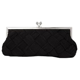 Satin, Pleats, Metal Frame, Rhinestone Closure, Evening Bag - Ursula (71 3765)