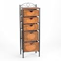 SEI Iron/Wicker Five Drawer Unit