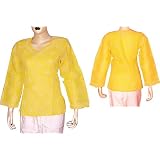 Long Sleeve Shirt Womens Cotton Top Blouse Chikan Embroidery Size S (ctop416)