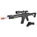 *Spring Powered Para Style Mini M249 Para Airsoft Gun 200-FPS Airsoft Rifle With Bipod, Laser, 800 Count Grenade BB's, FREE PISTOL, and 21" Airsoft UZI FPS-209 Shoots HARD!