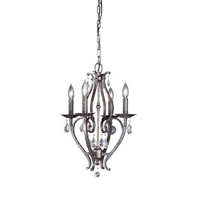 Murray Feiss F1800/4PBR Mademoiselle Four-Light Chandelier, Peruvian Bronze with Hand Polished Crystals and Candelabra Sockets