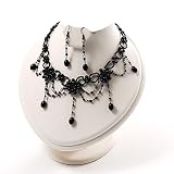 Black Gothic Fashion Necklace And Earring Set