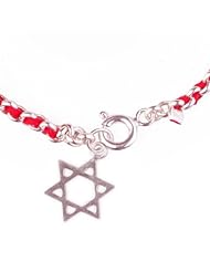 Kabbalah Red String Bracelet woven in silver with Magen David Charm