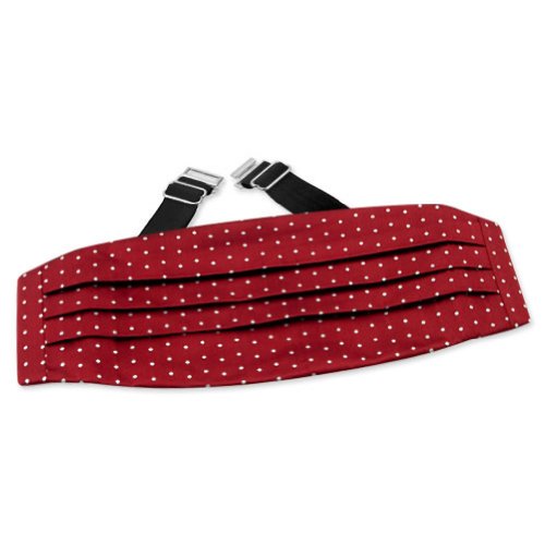 Men's Silk Cummerbund by Principessa in Dots in Burgundy / White