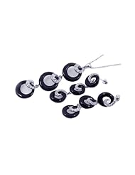 Nickel Free Sterling Silver Pendant & Earring Sets Multi Circle Onyx Hanging With CZ Set