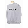 NAVY Crewneck Sweatshirt - Authentic Military Style Physical Training Crewneck Sweatshirt in Gray