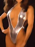 Deep V Plunge Sling-Shot Thong Back Crisp Foil