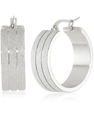 Stainless Steel Striped with Glitter Finish Earrings
