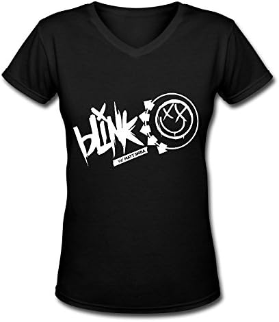 Blink 182 Tour Logo Fashion V Neck T Shirt For Women Black