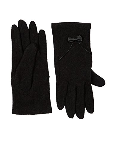 Accessorize Womens Wool Gloves With Bow And Piping