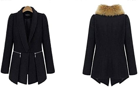 Women's Woolen Plus Size Winter Outerwear Jacket Coat Fur Collar