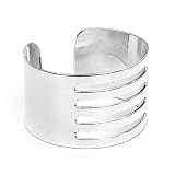 Metal Stripe Cut Cuff Bracelet - Silver