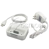 Apple iPod / iPhone USB Sync and Charge Desktop Docking Cradle with AC Wall Charger - White