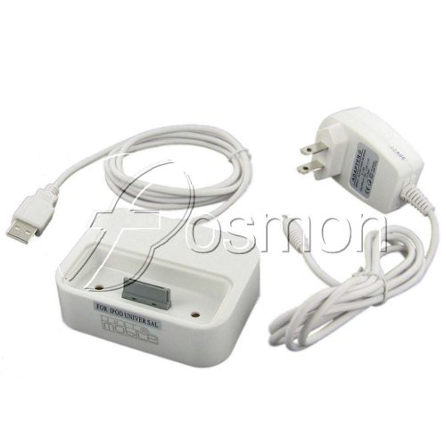 Apple iPod USB Sync and Charge Desktop Docking Cradle with AC Wall Charger - White