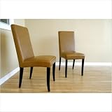Athens Dining Chair (Set of 2) Leather: Dark brown by 