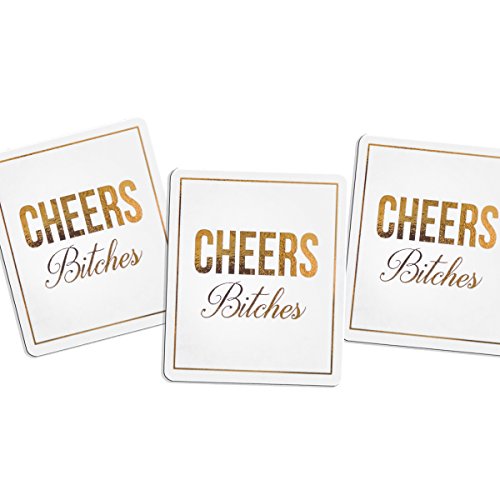 Cheers Bitches Sparkly Wine Labels - Set of 3