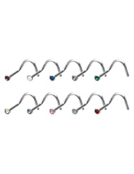 Beauty: DealMagik Crystal Stainless Steel Nose Rings Curved Nickel Free Jewelry (Clear) - DealMagik