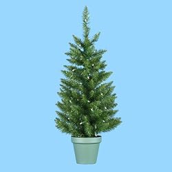 3' Pre-Lit Potted Artificial Pine Christmas Tree - Clear Lights