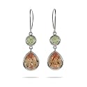 Champagne and Peridot CZ Dangling Earrings