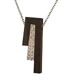 14K White Gold and Ebony Wood Sliding Pendant, Enhanced with Pave Set Diamonds, Set on a 17 Open Link Necklace.