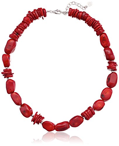 Barse Basics Sterling Silver and Red Bamboo Coral Necklace
