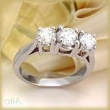 14K White Gold 1.50 CTW Three-Stone Diamond Ring