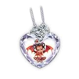 Ruby Fairy Crystal Heart Pendant Necklace by The Bradford Exchange