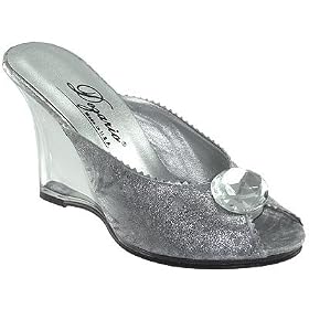 Dezario Lumina Ladies Clear High Wedge Silver Sandals by Dezario