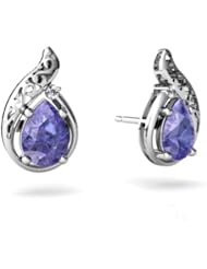 Genuine Tanzanite 14kt White Gold Filligree Earrings