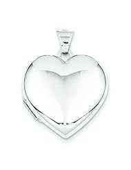 14K White Gold Domed Heart Locket Love Jewelry New