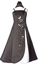 Girls Satin Floor Length Beaded Flower-Girl Dress/Junior-Bridesmaid Dress 