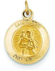 14K Yellow Gold Saint Roch Medal Charm Pendant