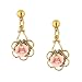  : VINTAGE COLLECTION GOLD TONE GENUINE PORCELAIN PINK ROSE EARRING
