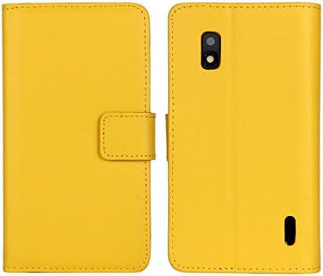 MOONCASE Cowskin Flip Leather Wallet Card Pouch Stand Back Case Cover for LG Google Nexus 4 E960 Yellow