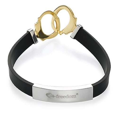 18k Gold, Sterling Silver and Rubber Bracelet